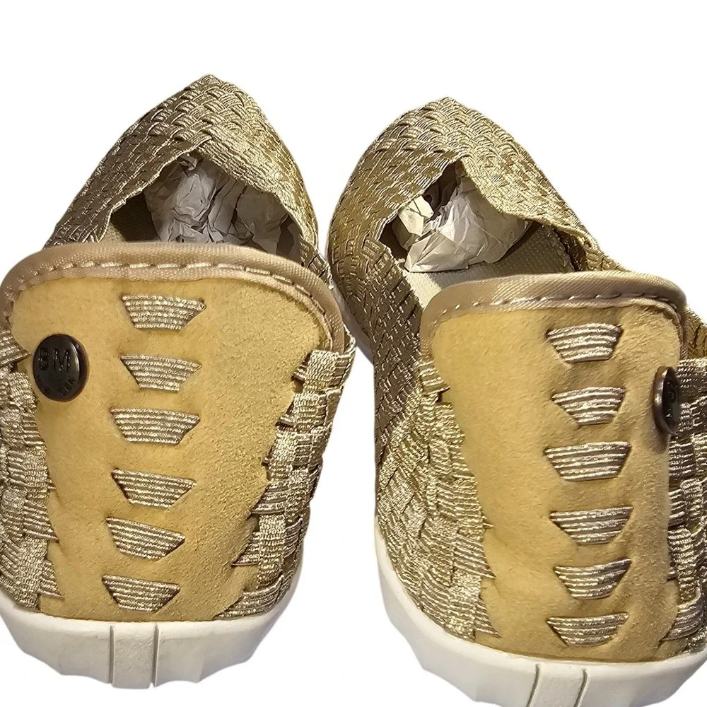 Bernie Mev Catwalk Womens Light Gold Woven Elastic Memory Foam Flats Size 40 New - Picture 4 of 7